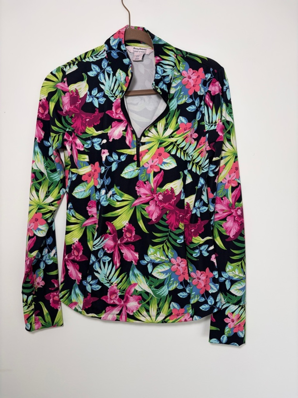 Tommy Bahama Racquet & Paddle Tropical Floral Quarter-Zip- UPF - M